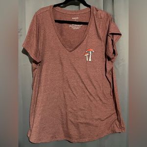 Torrid super soft tee with embroidered mushroom chest design!